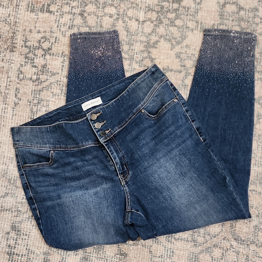 Lane Bryant Blue Skinny Jeans with Classic Style, Comfy Stretch, And Sparkle